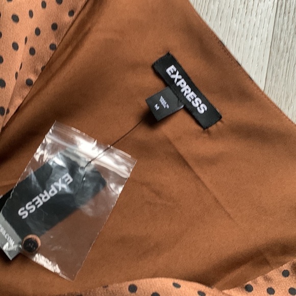 EXPRESS POLKA DOT‎ LONG SLEEVE TWIST FRONT MIDI DRESS NWT SZ MED - Picture 11 of 16